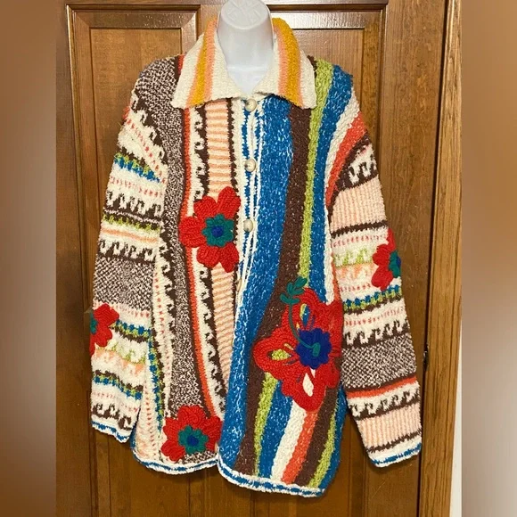 Free People “Terry Towel Cardi” Chunky Button Up RARE Size Small - Picture 4 of 16